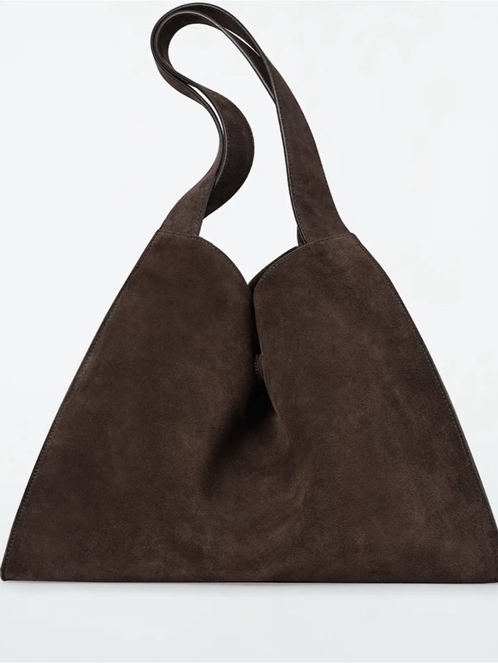 Dark Brown Suede Shoulder Tote Bag